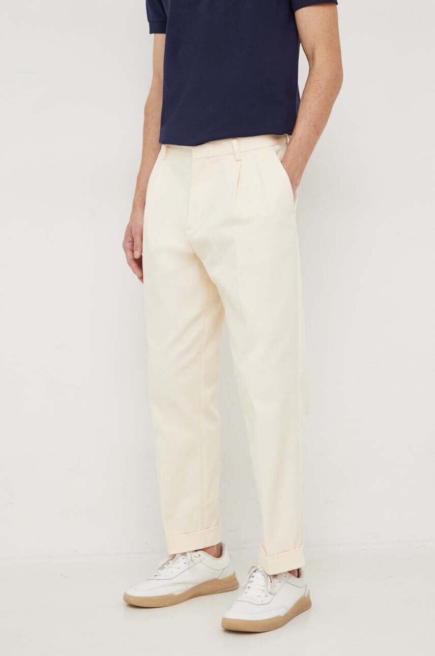 Nohavice Tommy Hilfiger pánske,béžová farba,rovné,MW0MW33919