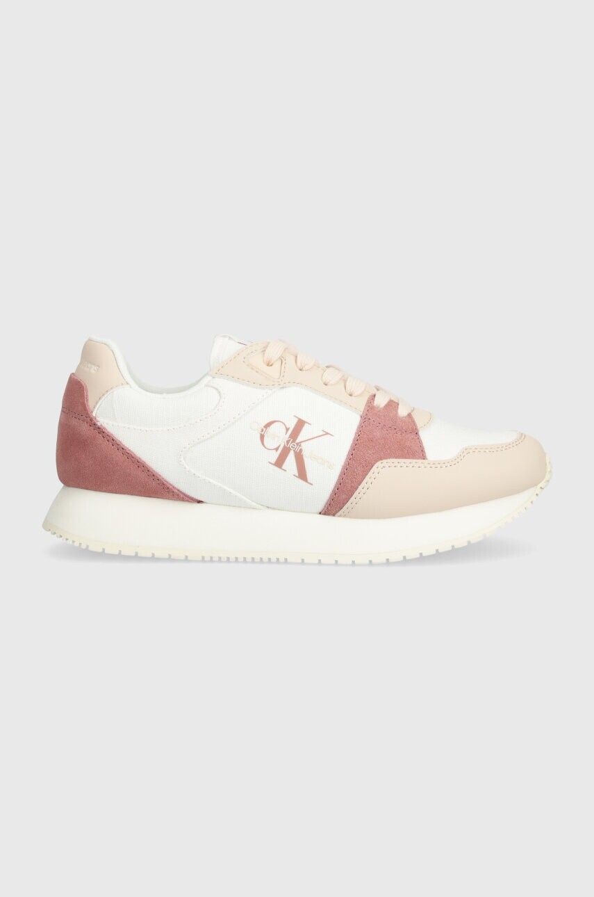 Tenisky Calvin Klein Jeans RUNNER LOW LACE MIX ML BTW ružová farba, YW0YW01436