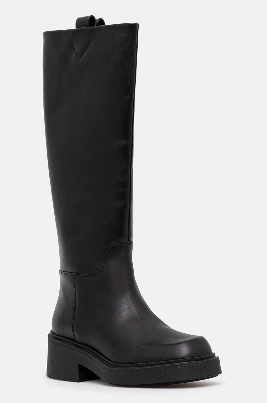Kožené čižmy Furla College High Boot dámske, čierna farba, na plochom podpätku, YI50FCG WU0000 3350S