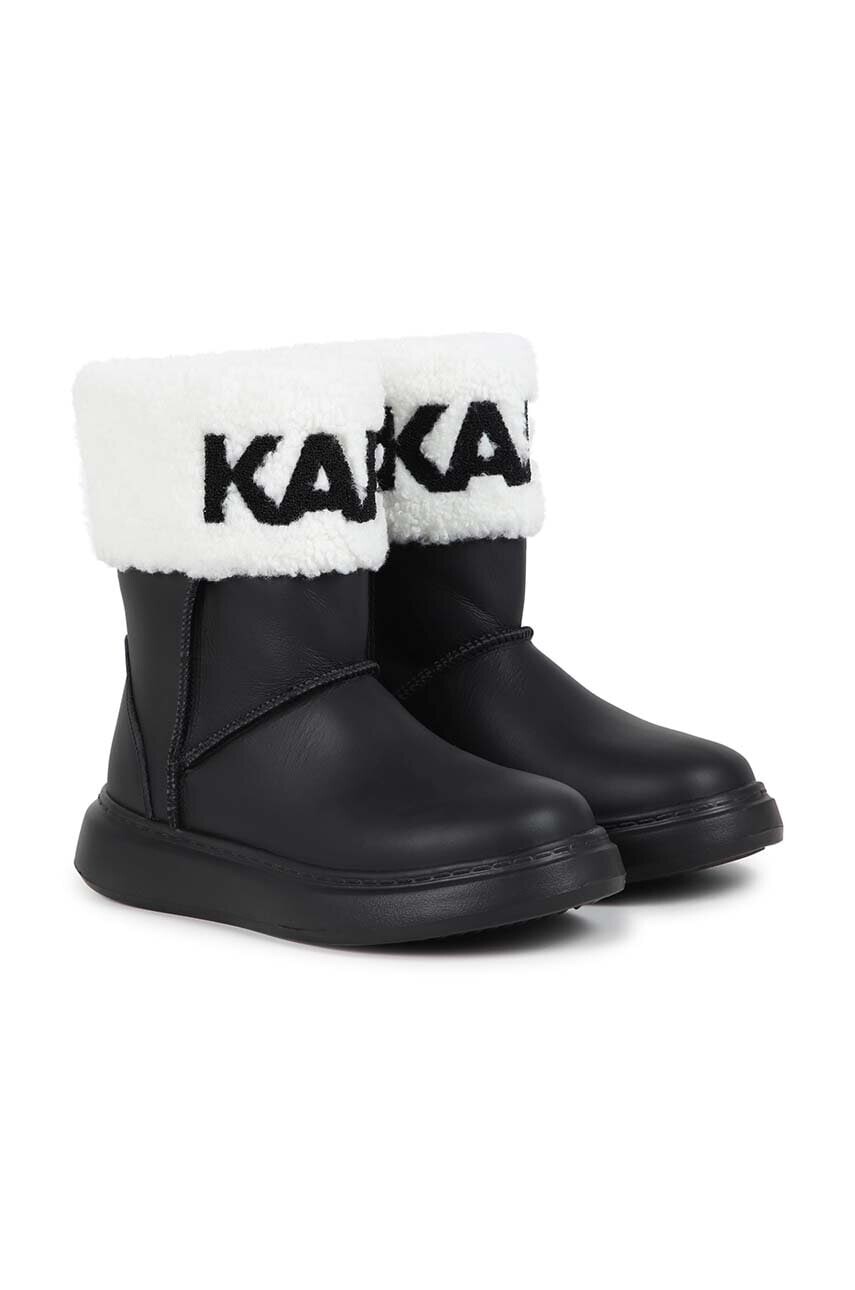 Detské zimné kožené topánky Karl Lagerfeld čierna farba, Z30312