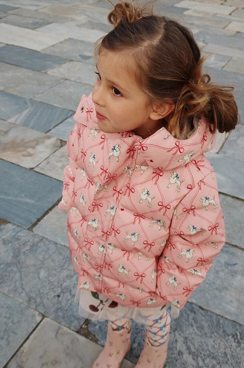 Detská páperová bunda Konges Sløjd MAGNUM DOWN JACKET PRINT GRS ružová farba, KS101265
