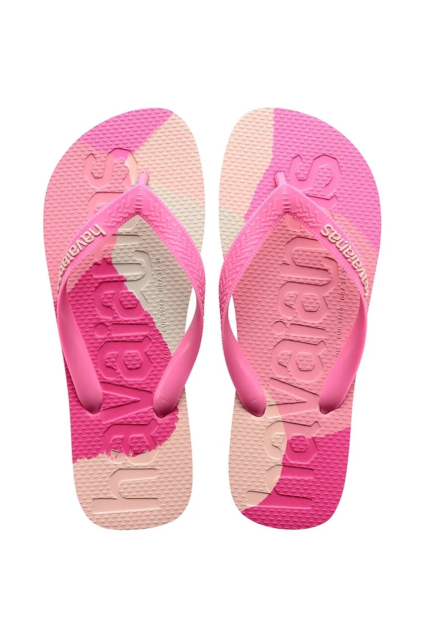 Šľapky Havaianas TOP LOGOMANIA COLORS II dámske, ružová farba, na plochom podpätku, 4147526-0129