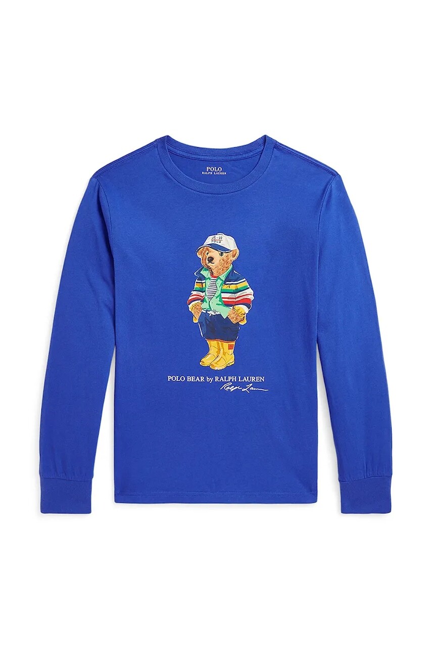 Detská bavlnená košeľa s dlhým rukávom Polo Ralph Lauren s potlačou, 323883620012