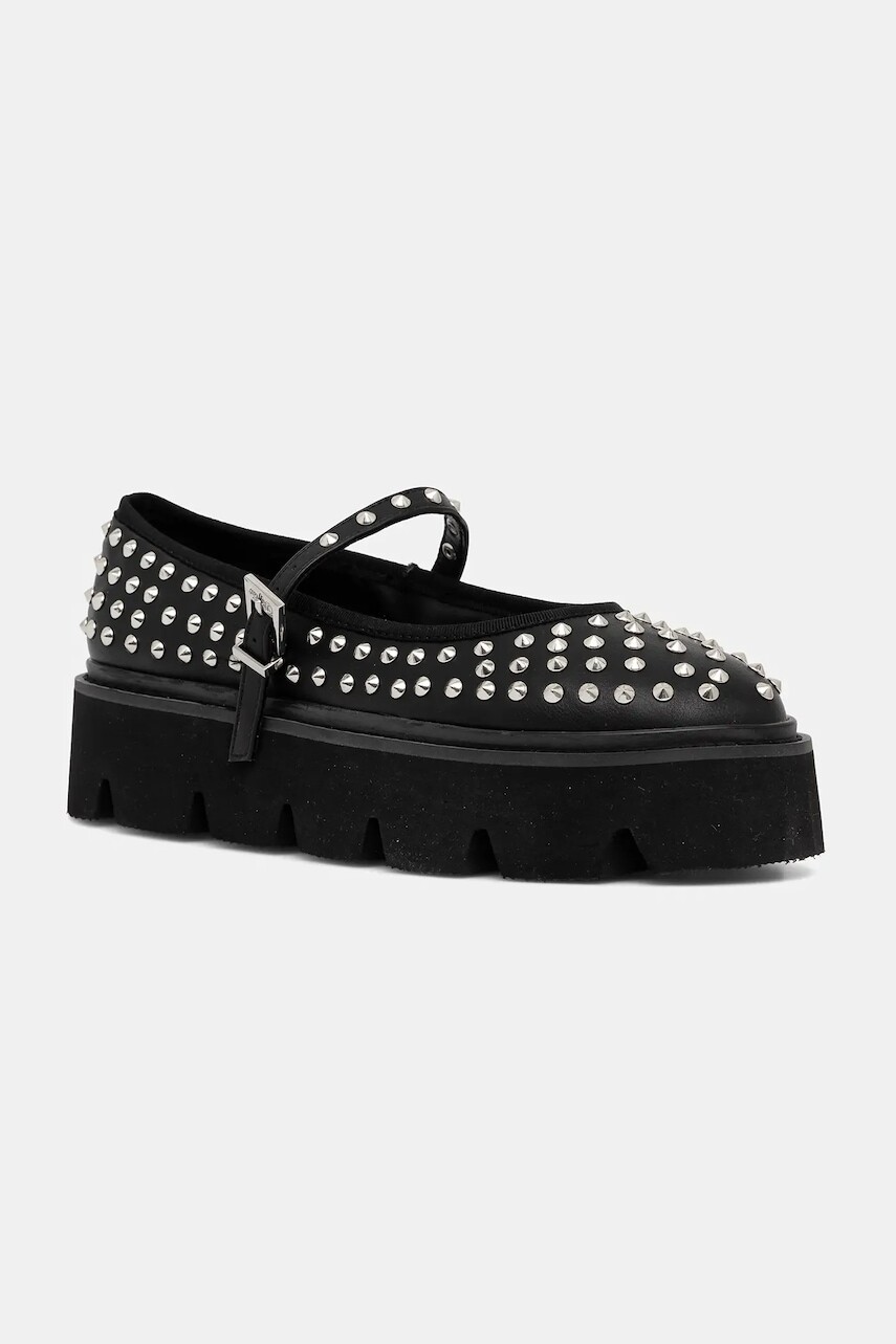 Baleríny Buffalo Darya Mary Stud čierna farba, 1620035-BLK