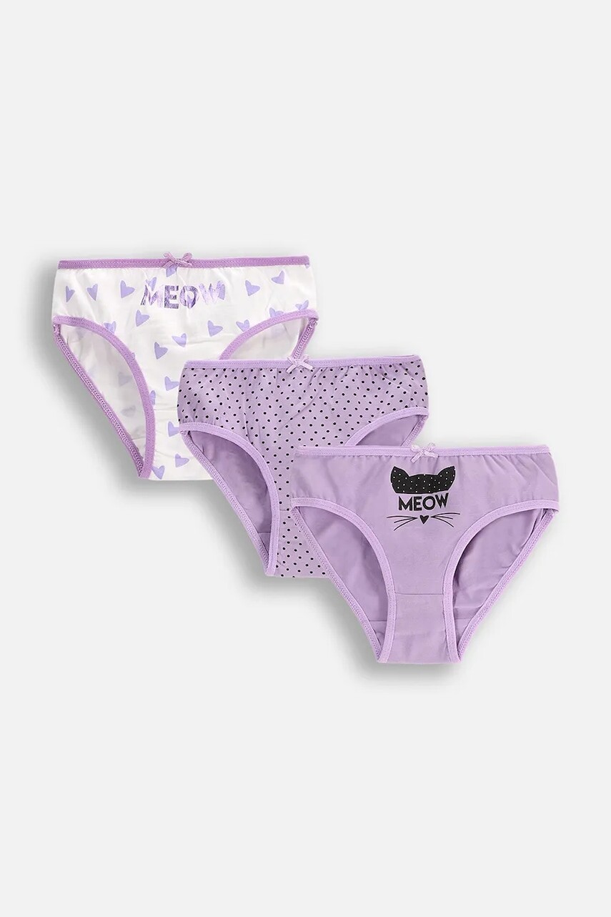 Detské nohavičky Coccodrillo 3-pak fialová farba, PANTS