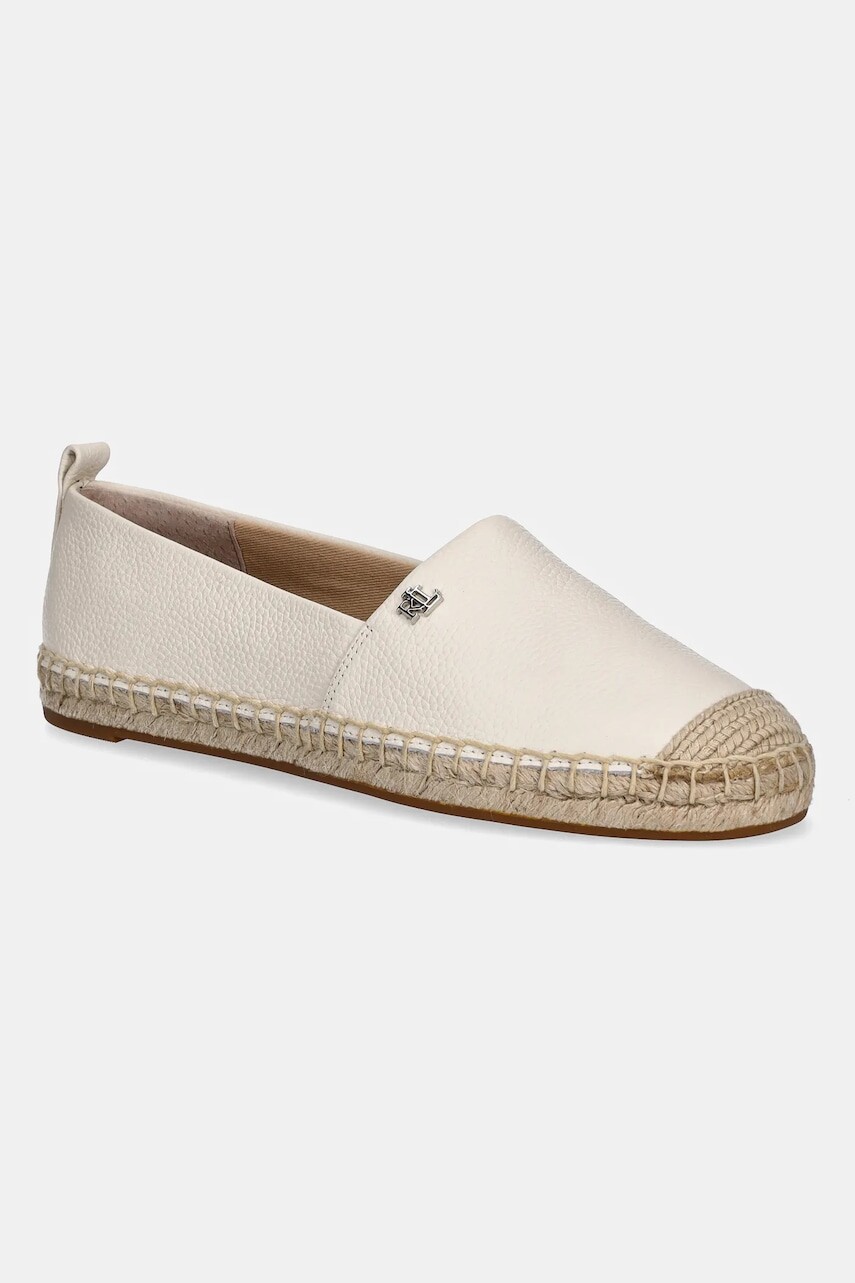 Kožené espadrilky Lauren Ralph Lauren Cameryn IV béžová farba, 802905304003