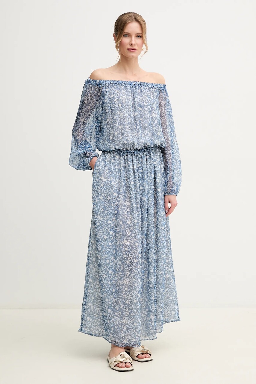 Hodvábne šaty Weekend Max Mara maxi, áčkový strih, 2515221162600