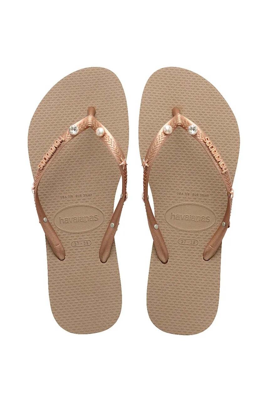 Šľapky Havaianas SLIM LUXURY AQUA dámske, zlatá farba, 4149965.3581