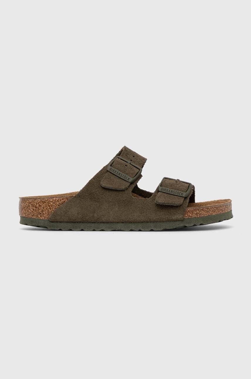 Semišové šľapky Birkenstock dámske, zelená farba