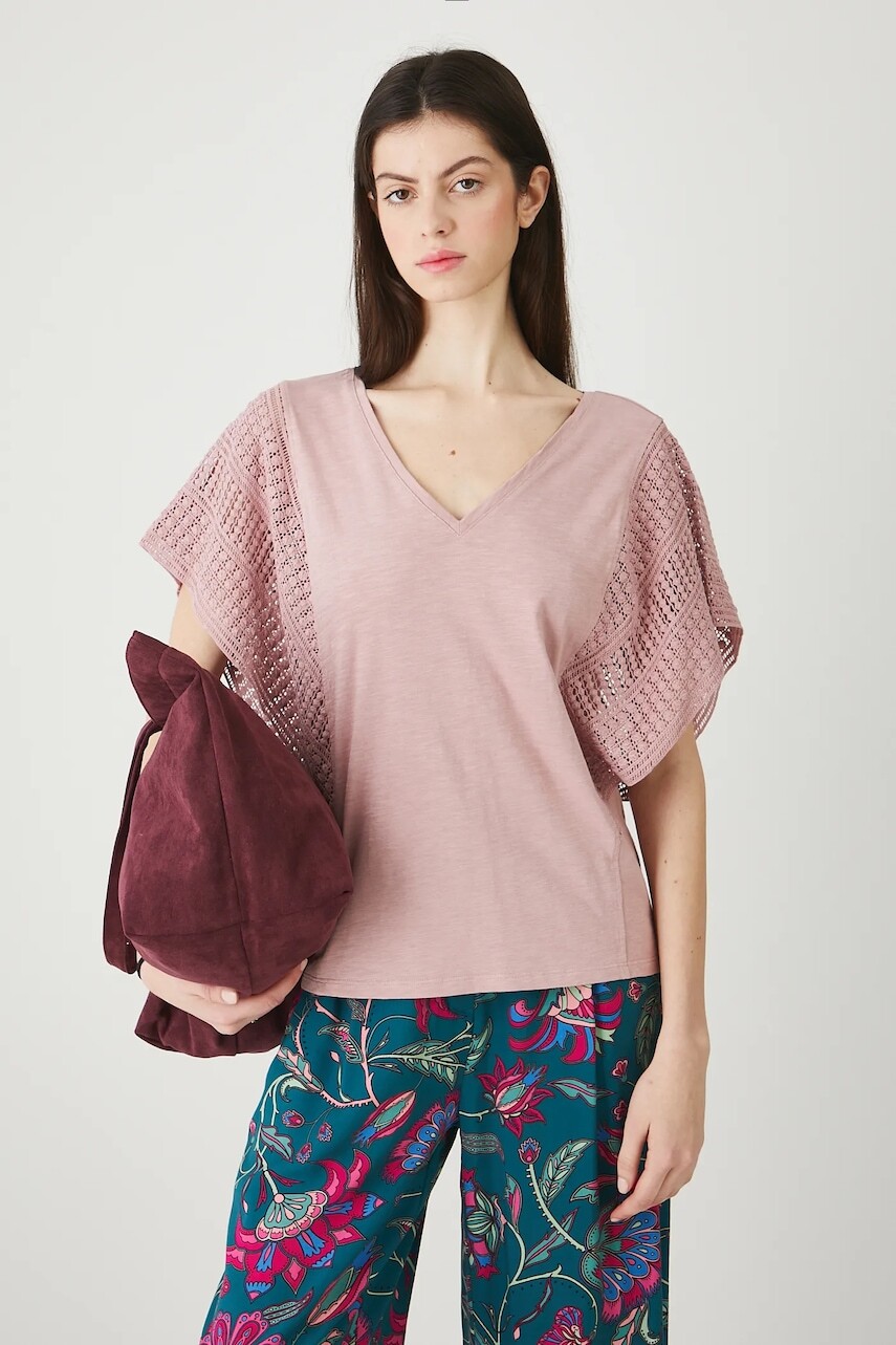 Obojstranné bavlnené tričko Medicine ružová farba