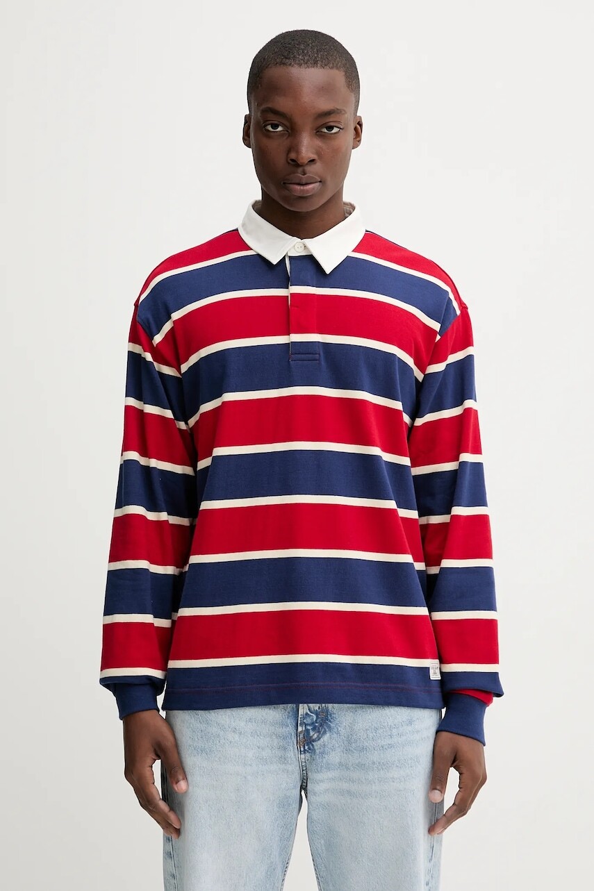 Bavlnené tričko s dlhým rukávom Guess Jeans červená farba, vzorované, M5YP27 KCPS1