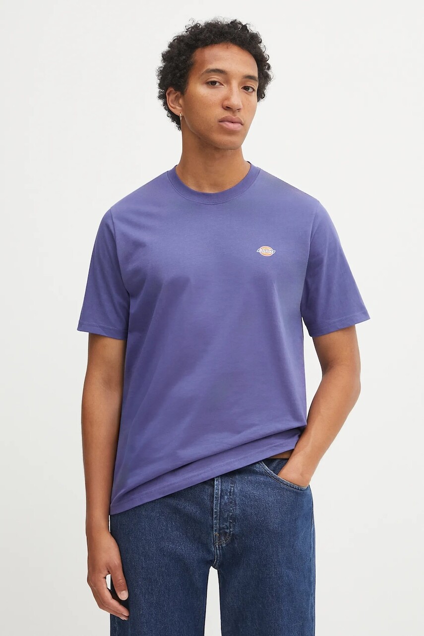 Bavlnené tričko Dickies pánske, modrá farba, vzorované, DK0A4XDB