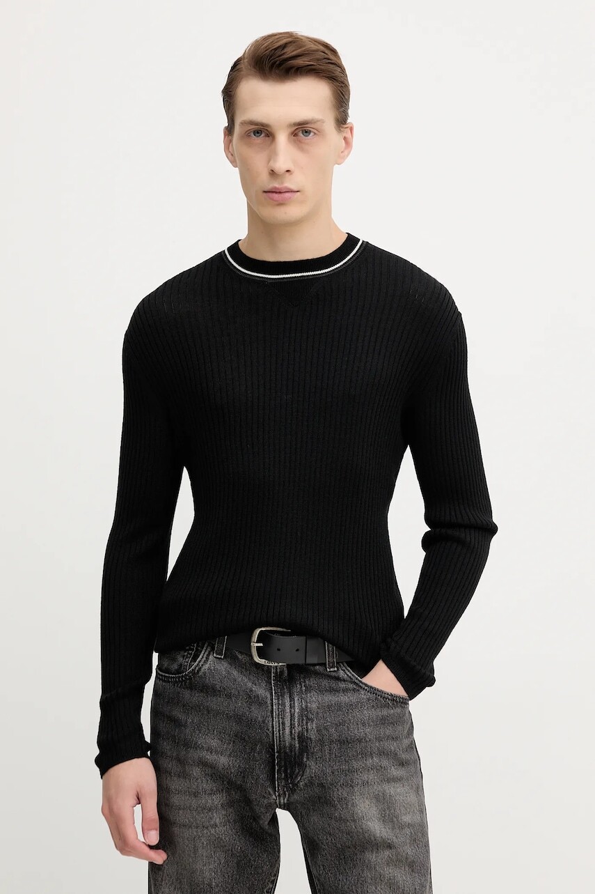 Vlnený sveter Armani Exchange čierna farba, ľahký, XM000893 AF14007
