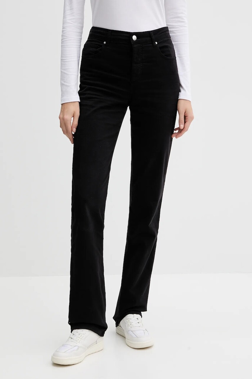 Nohavice Armani Exchange čierna farba, priliehavé, vysoký pás, XW000072 AF12862