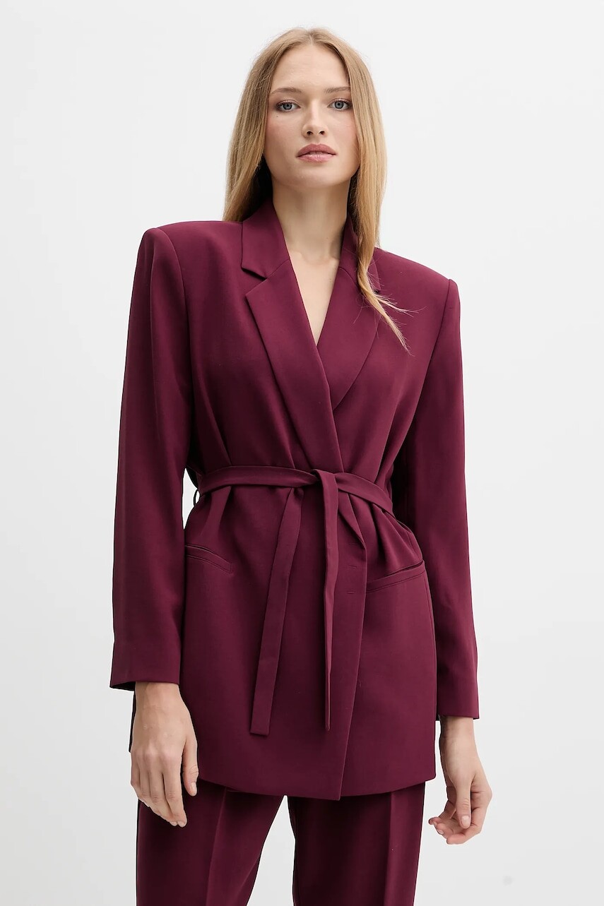 Sako Armani Exchange bordová farba, dvojradové, jednofarebné, XW000663 AF10872