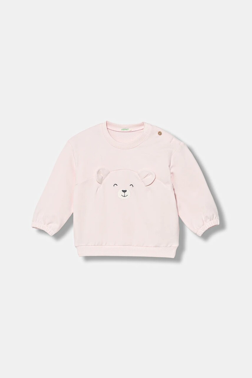 Mikina pre bábätká United Colors of Benetton ružová farba, s nášivkou, 3MDSA1061