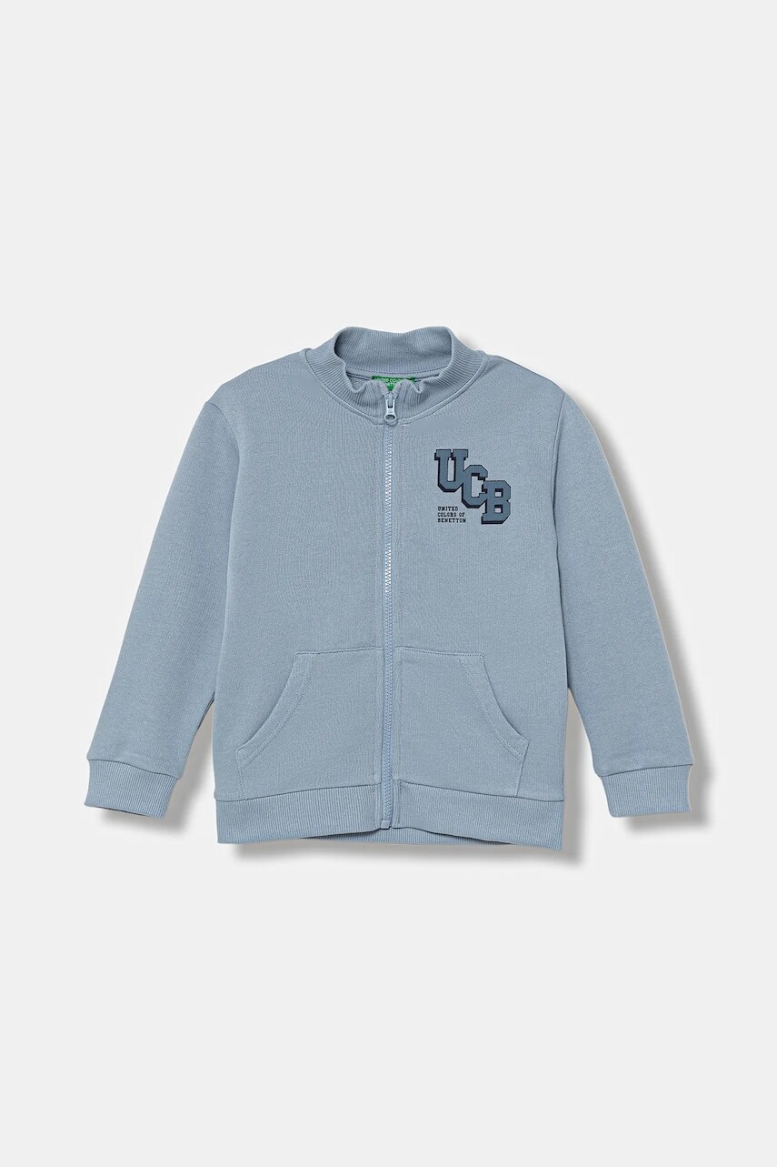 Detská bavlnená mikina United Colors of Benetton modrá farba, s potlačou, 3J70G503X