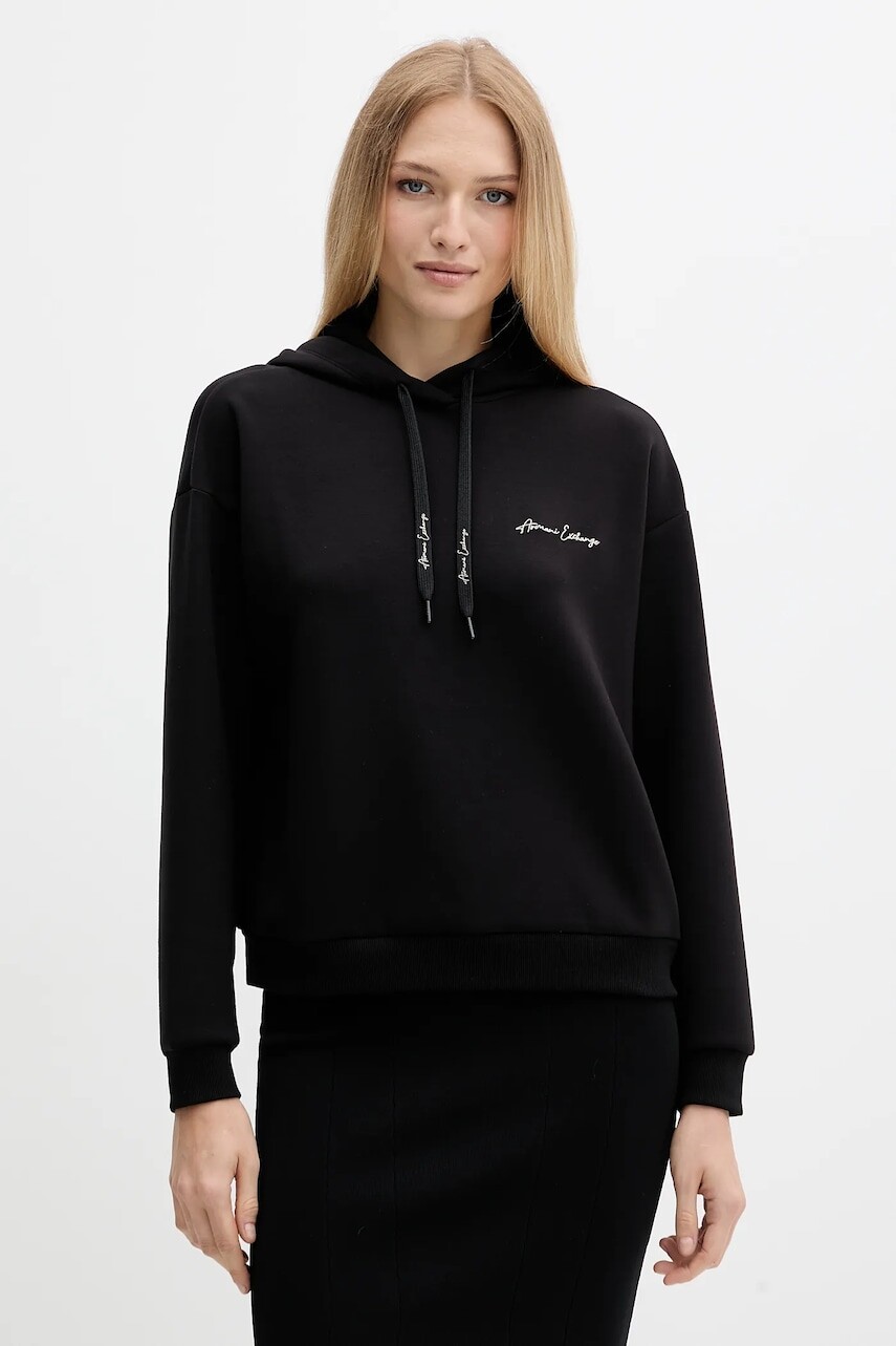 Mikina Armani Exchange čierna farba, s kapucňou, jednofarebná, XW000836 AF13397