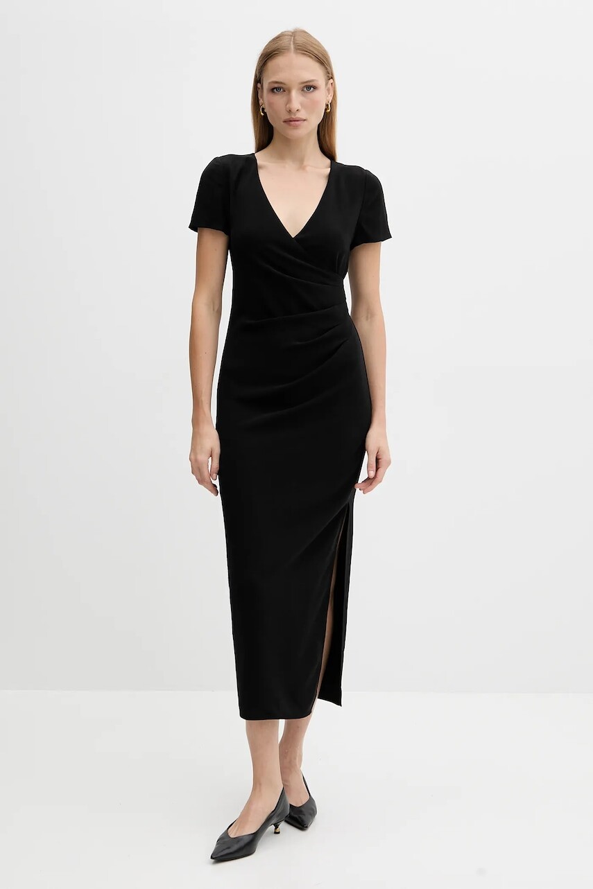 Šaty Armani Exchange čierna farba, maxi, priliehavé, XW000665 AF10872