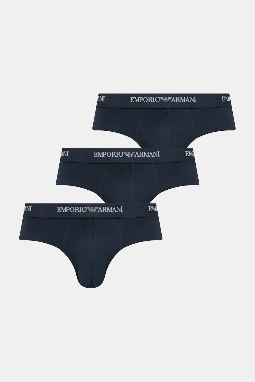 Slipy Emporio Armani Underwear 3-pak tmavomodrá farba, EM000258 AF14132