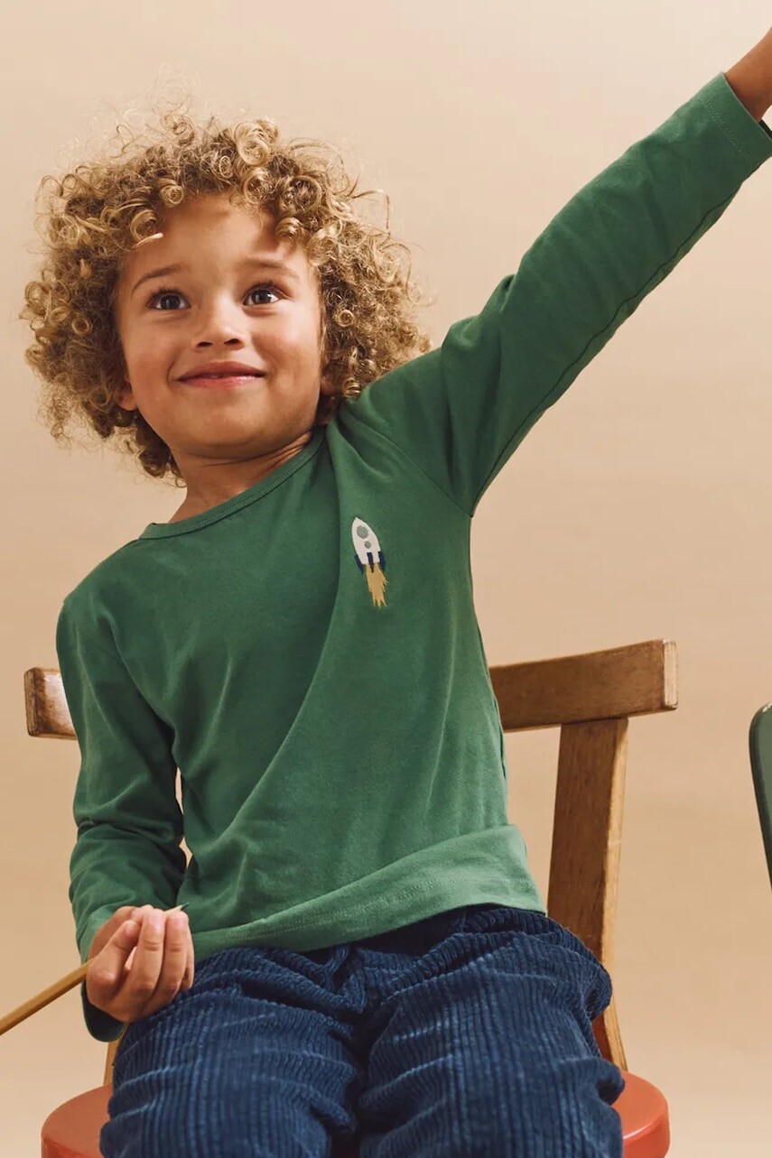 Detská bavlnená košeľa s dlhým rukávom Liewood Apia Placement Longsleeve T-shirt zelená farba, vzorovaná, LW20213