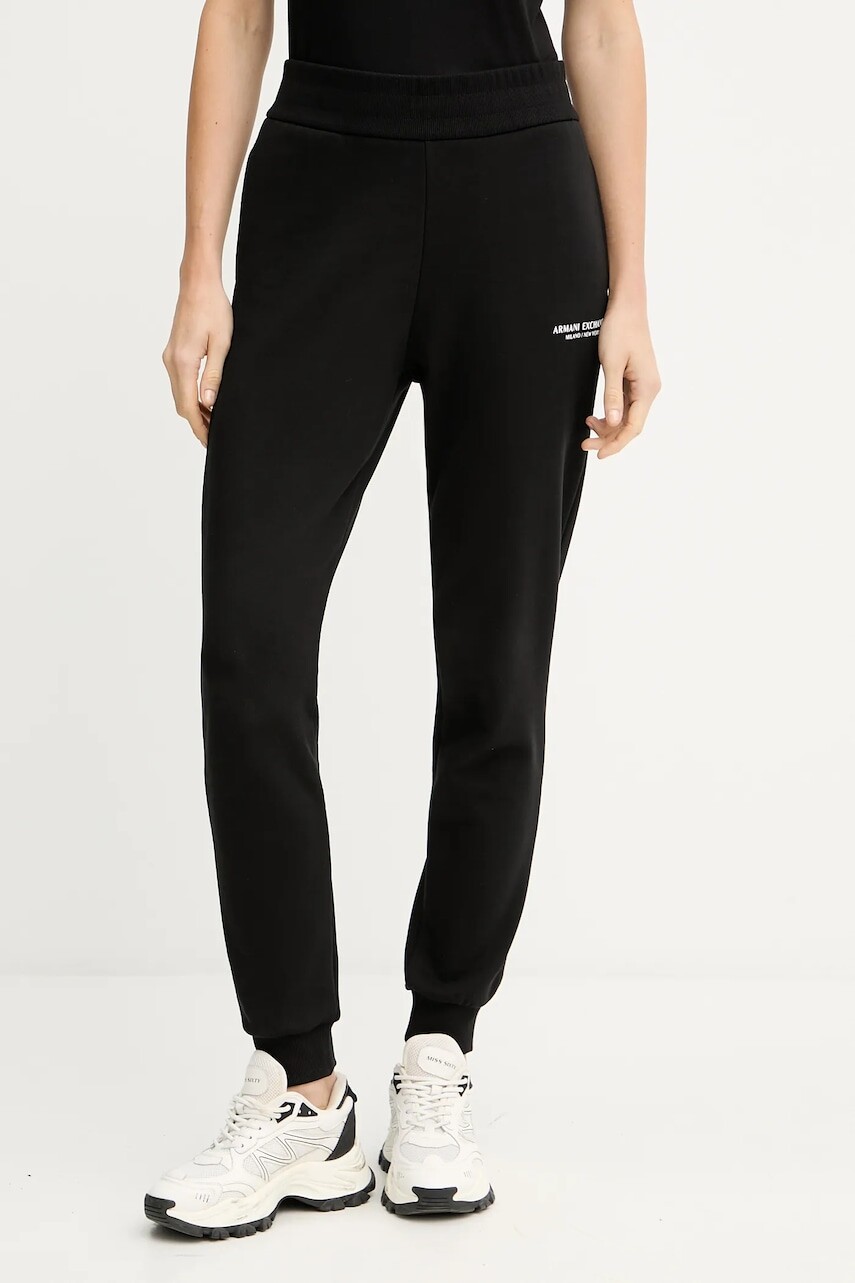 Bavlnené tepláky Armani Exchange čierna farba, jednofarebná, XW001454 AF10830