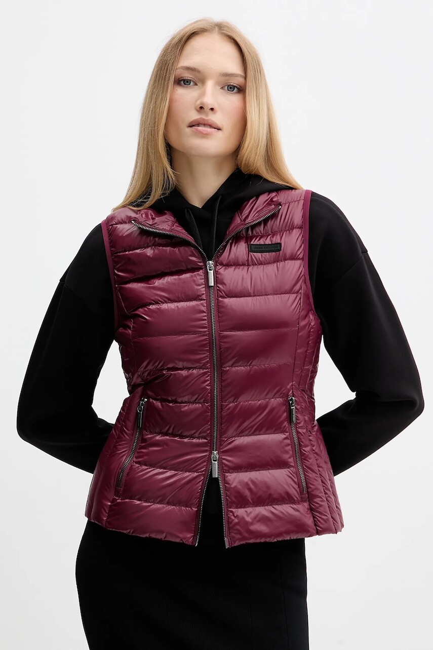 Páperová vesta Armani Exchange bordová farba, prechodná, XW001921 AF18757