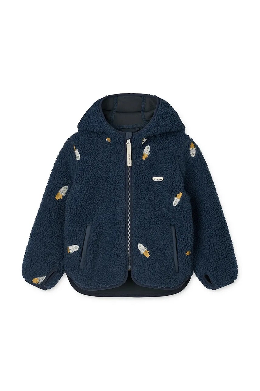 Detská bunda Liewood Mara Pile Jacket tmavomodrá farba, LW18920