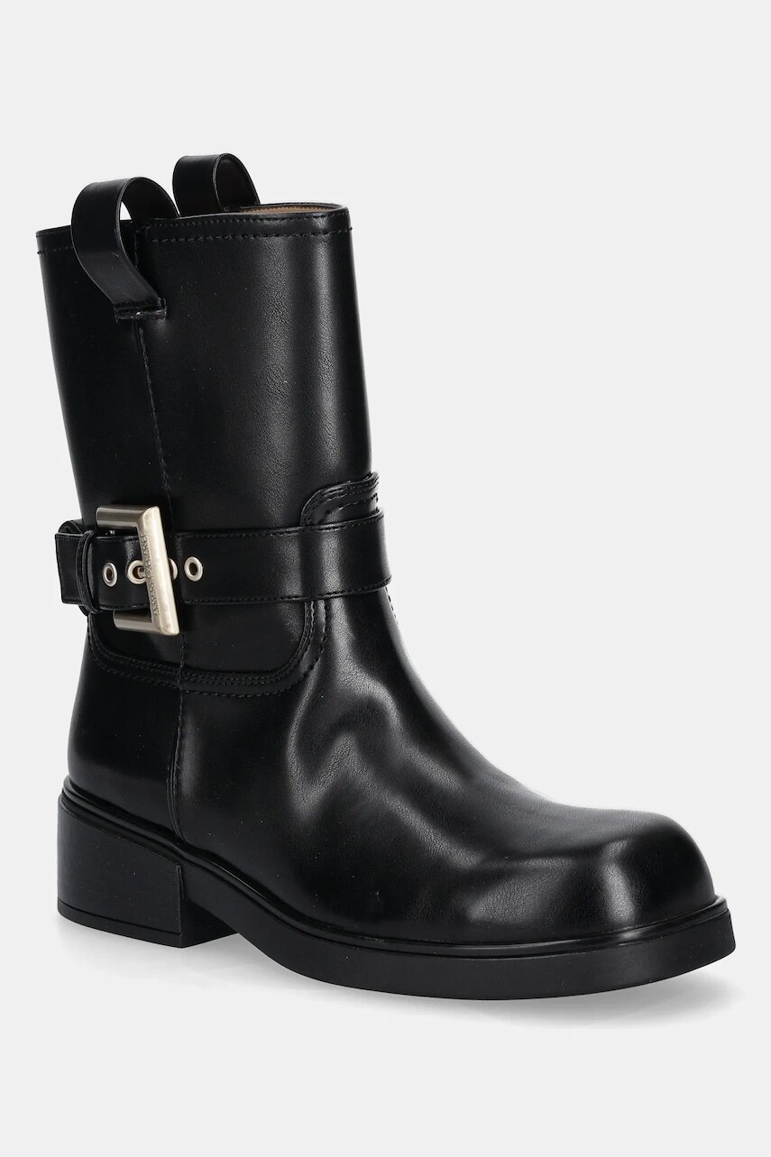 Členkové topánky Armani Exchange čierna farba, na podpätku, XW001654 AF17476 UC001