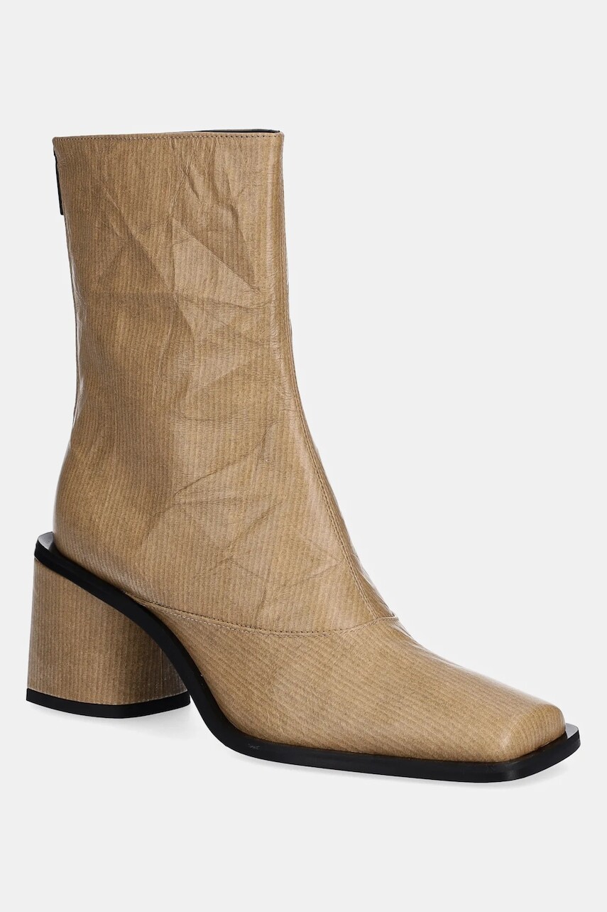 Kožené členkové topánky Kenzo Kimi Ankle Boots béžová farba, na podpätku, FF62BT120L06.87