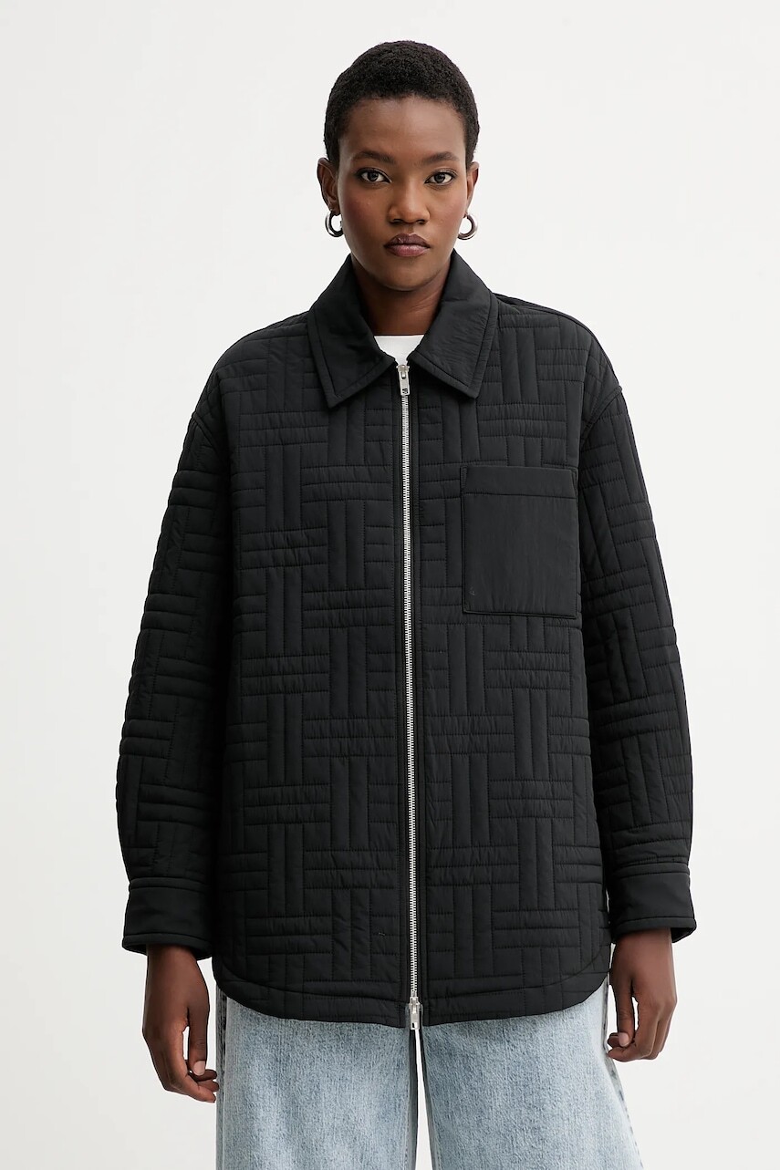 Bunda Kenzo čierna farba, prechodná, oversize, FF62BL2399NN