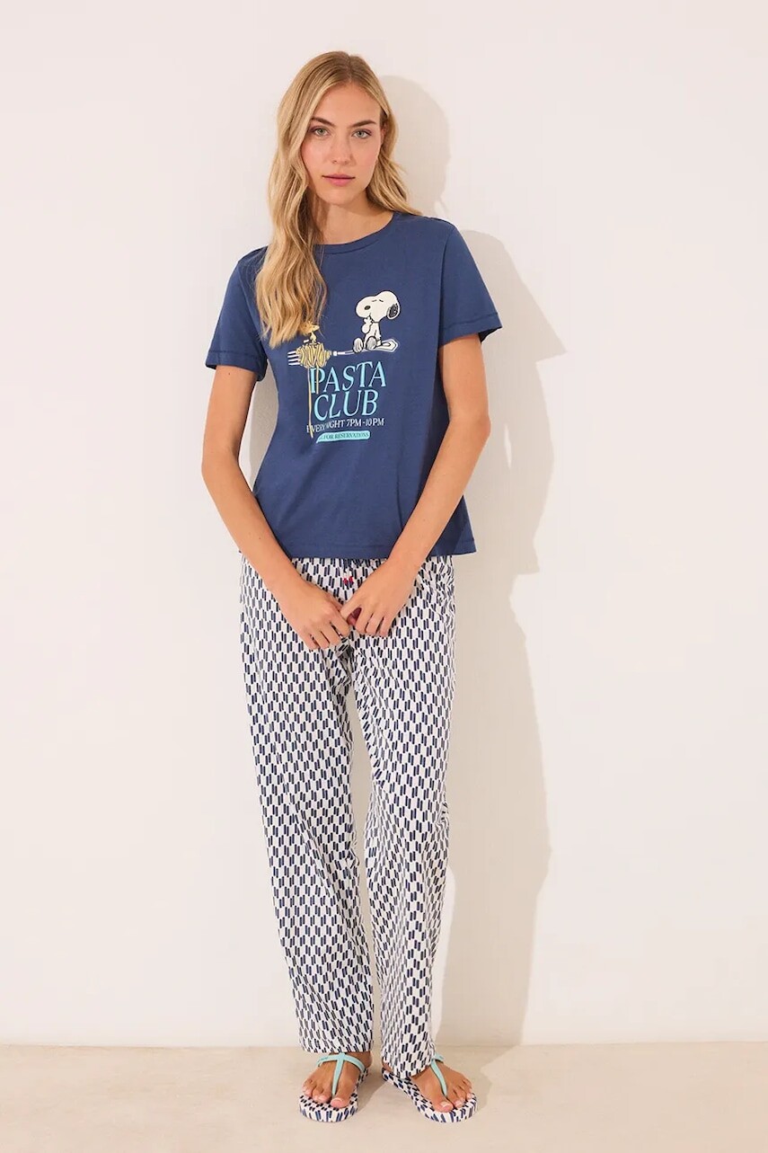 Bavlnené pyžamo women'secret tmavomodrá farba, 3132107
