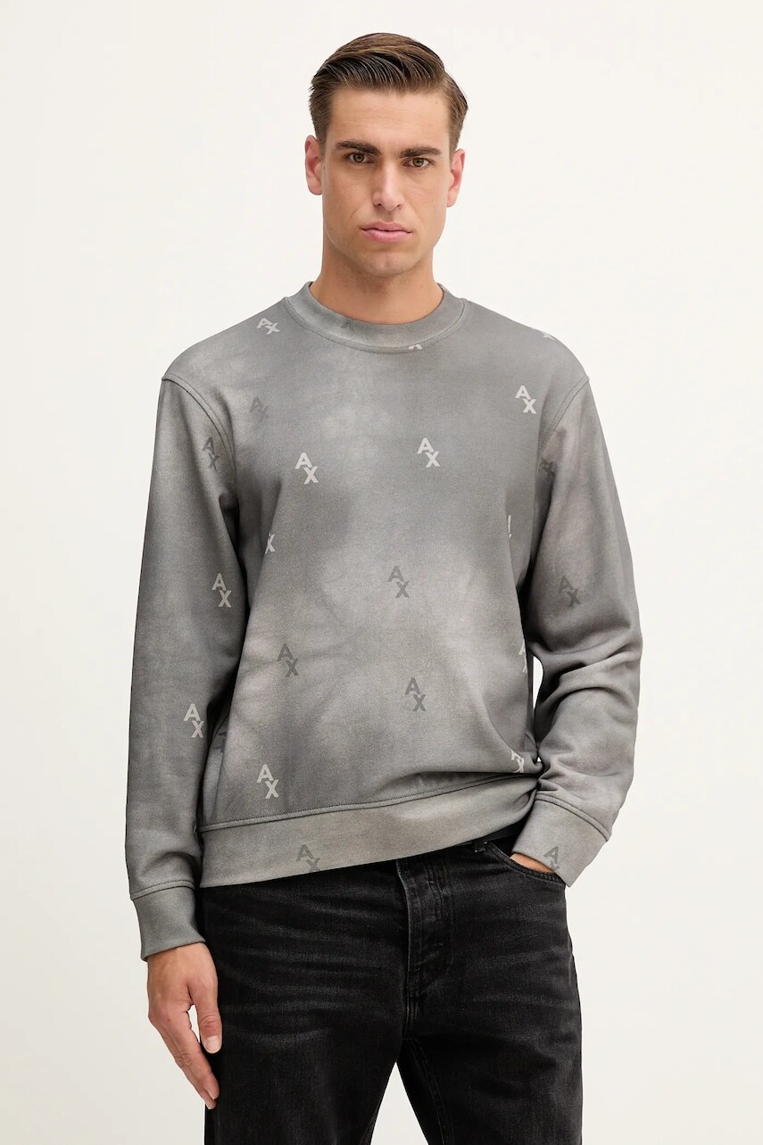 Bavlnená mikina Armani Exchange šedá farba, vzorovaná, XM001893 AF10830