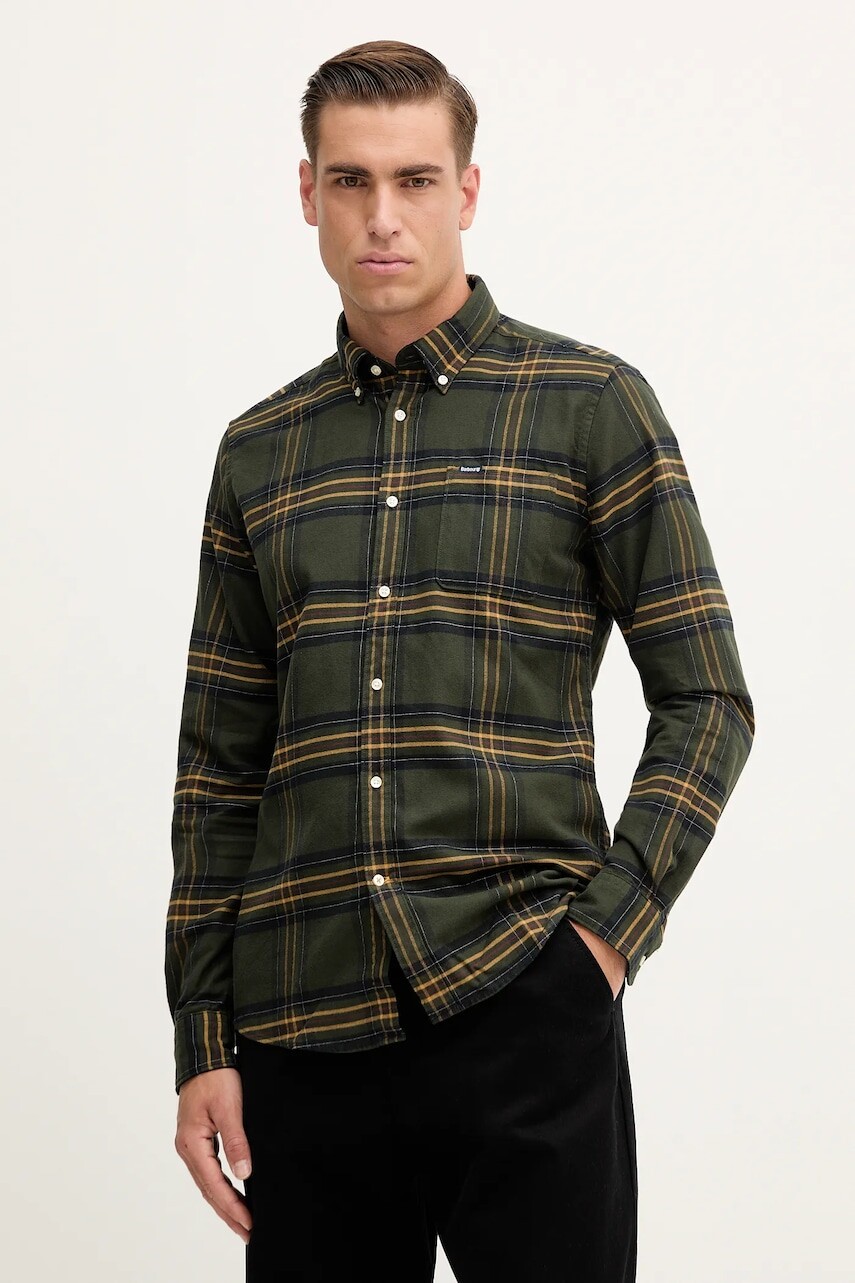 Bavlnená košeľa Barbour PORTDOWN zelená farba, regular, s golierom button-down, MSH5035