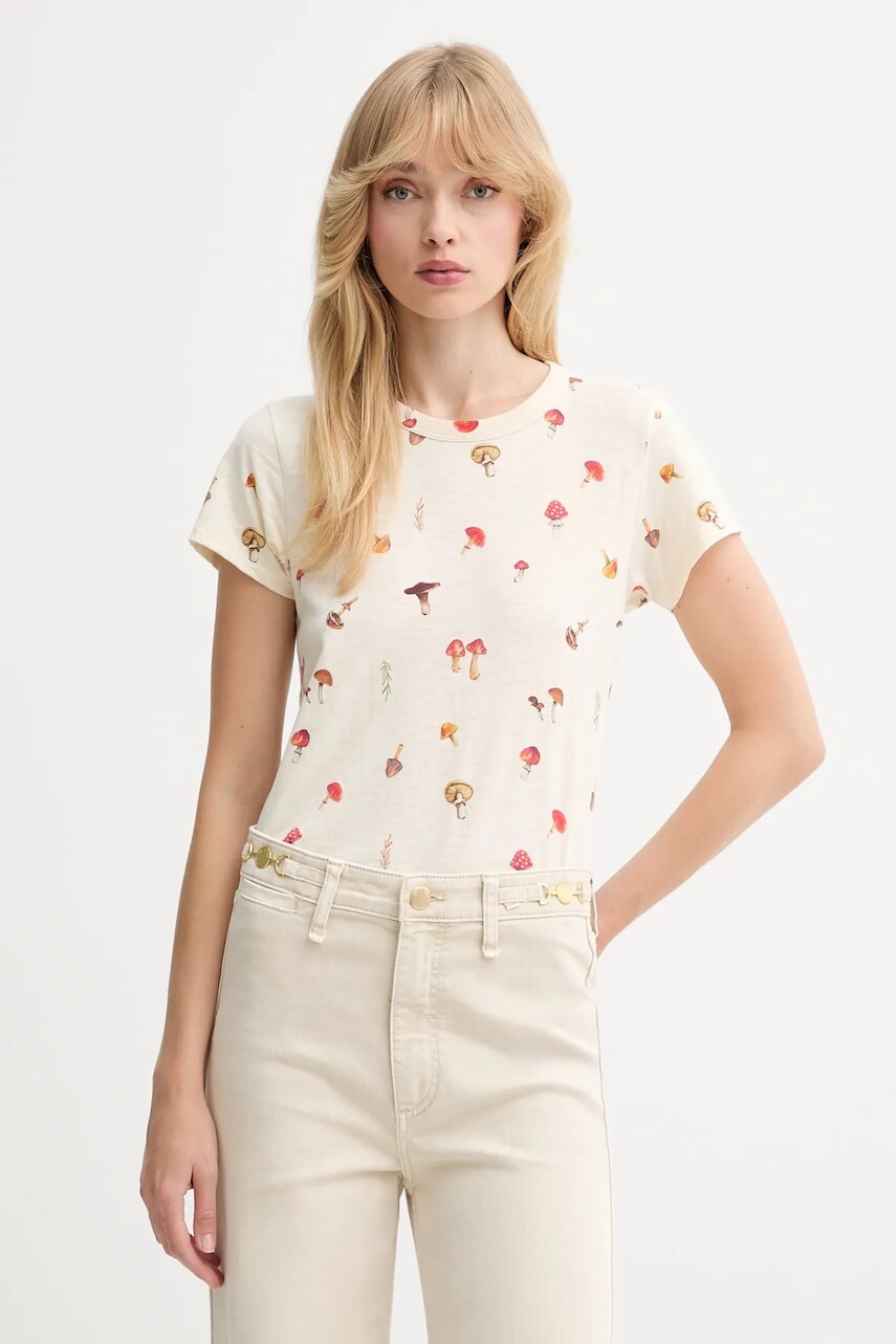 Bavlnené tričko Rag & Bone dámske, béžová farba, RE6E25FT3SW