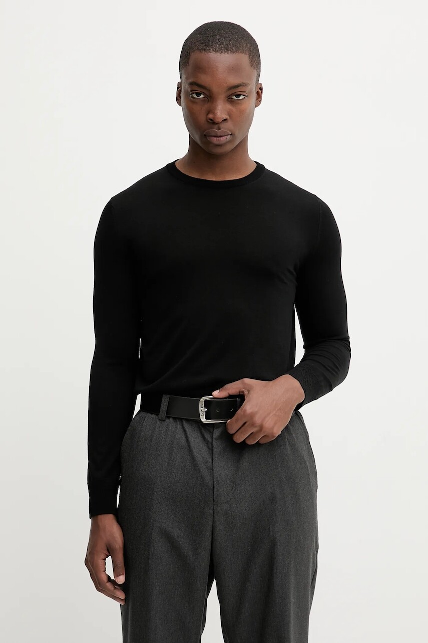 Vlnený sveter BARENA VENEZIA Knitwear Ato čierna farba, ľahký, KNU4000.429