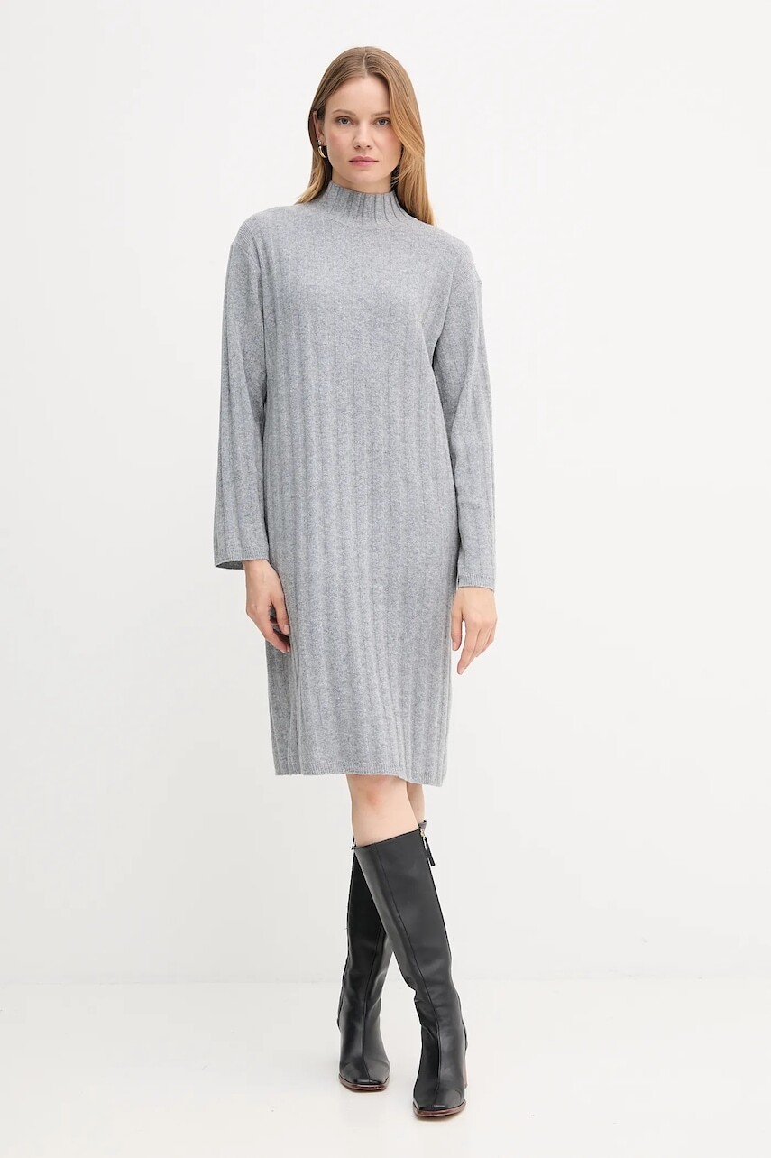 Vlnená sukňa Barbour SOPHIA šedá farba, mini, oversize, LDR0939