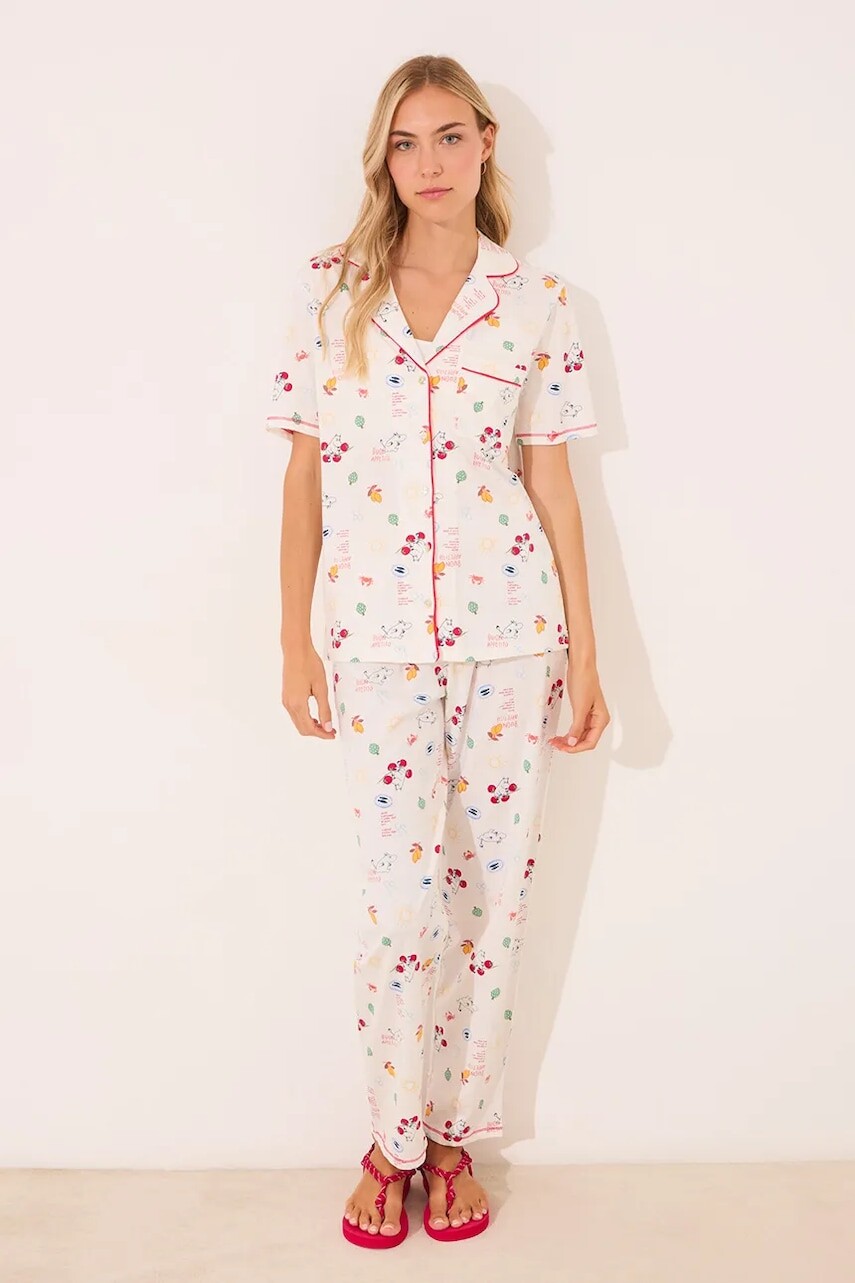 Bavlnené pyžamo women'secret biela farba, bavlnené, 3132103