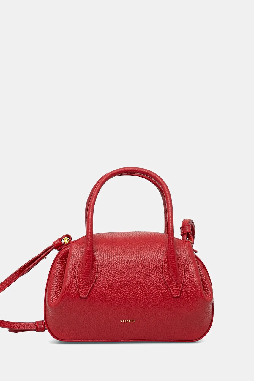 Kožená kabelka Yuzefi OYSTER MINI DUFFLE červená farba, YUZPF25-HB-MOYD-L060