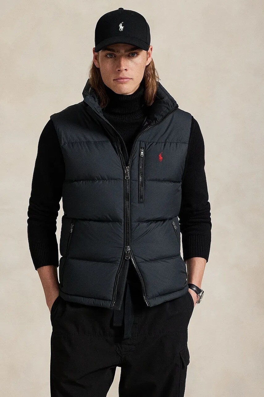 Detská vesta Polo Ralph Lauren čierna farba, zimná, 710968283