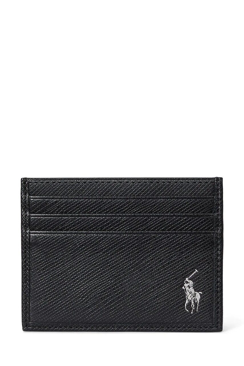 Kožené puzdro na karty Polo Ralph Lauren čierna farba, 405931677