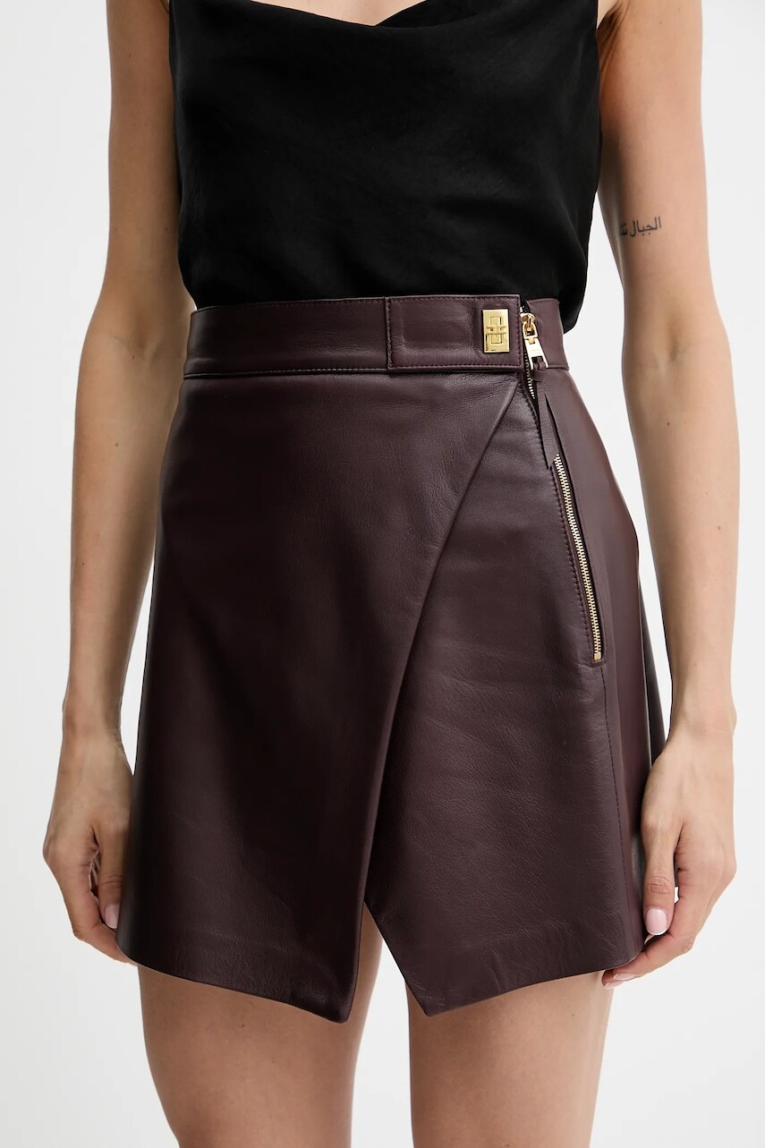 Sukňa Elisabetta Franchi bordová farba, mini, rovný strih, GP06Z56E2