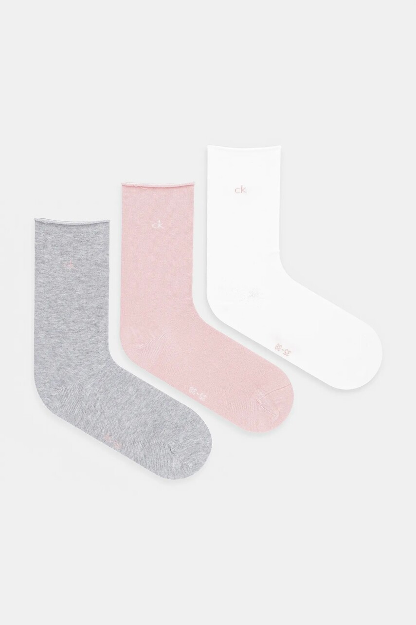 Ponožky Calvin Klein 3-pak ružová farba, 701234368