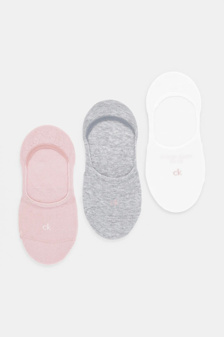 Členkové ponožky Calvin Klein 3-pak ružová farba, 701234370