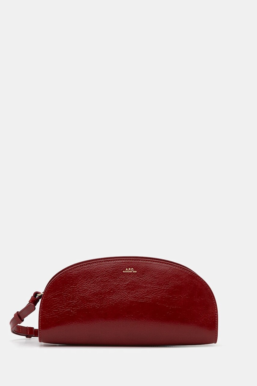 Kožená kabelka A.P.C. sac demi-lune shoulder červená farba, PXCCK.F61997