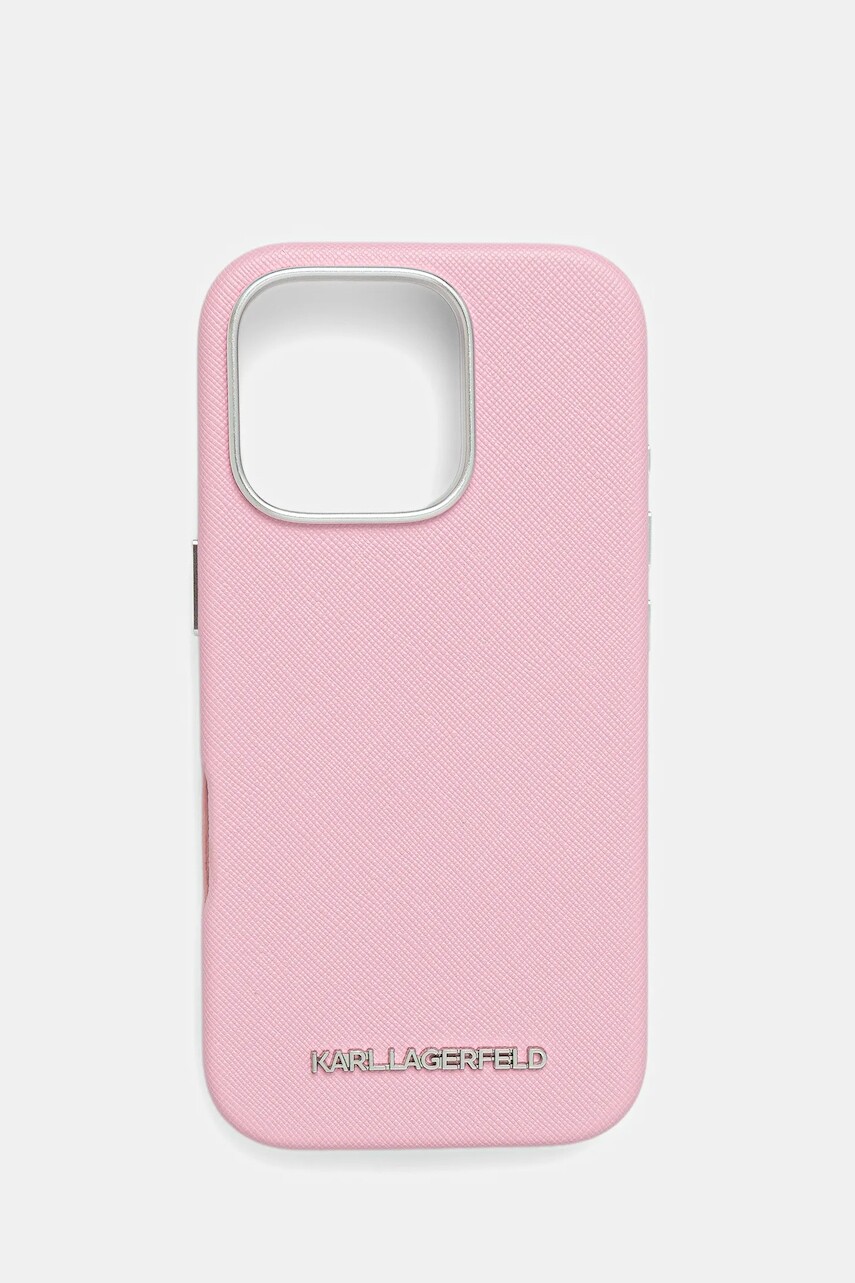 Puzdro na mobil Karl Lagerfeld iPhone 16 Pro ružová farba, KLHMP16LPSAFWMCP