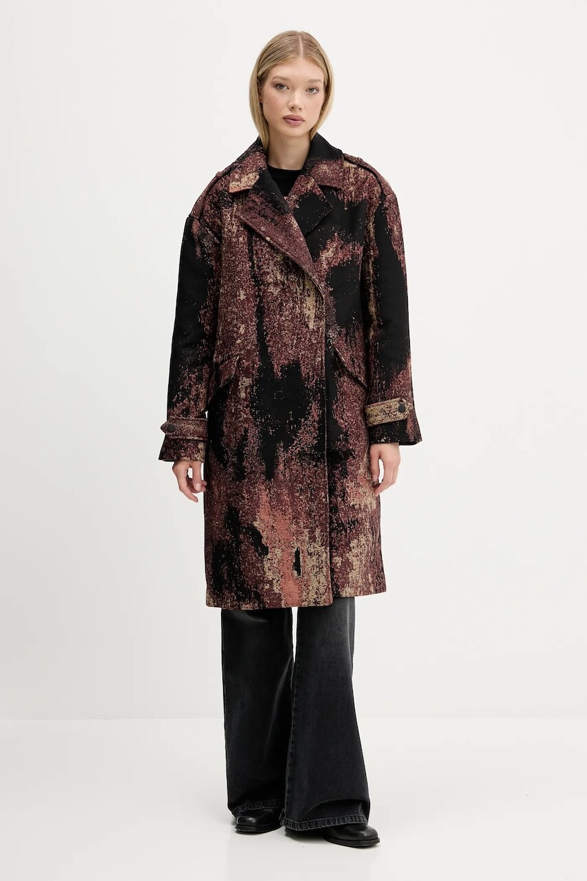 Kabát Desigual BRUSHED LAC hnedá farba, 25WWEW05