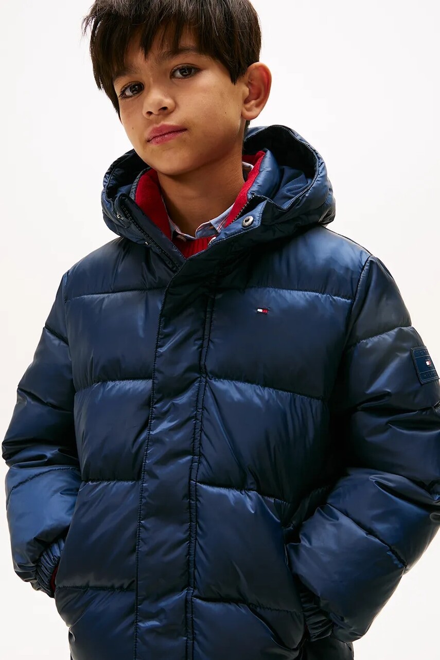 Detská bunda Tommy Hilfiger tmavomodrá farba, KB0KB10002
