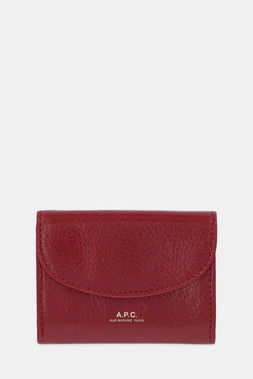 Kožená peňaženka A.P.C. buisness card holder geneve červená farba, PXCCK.F63349