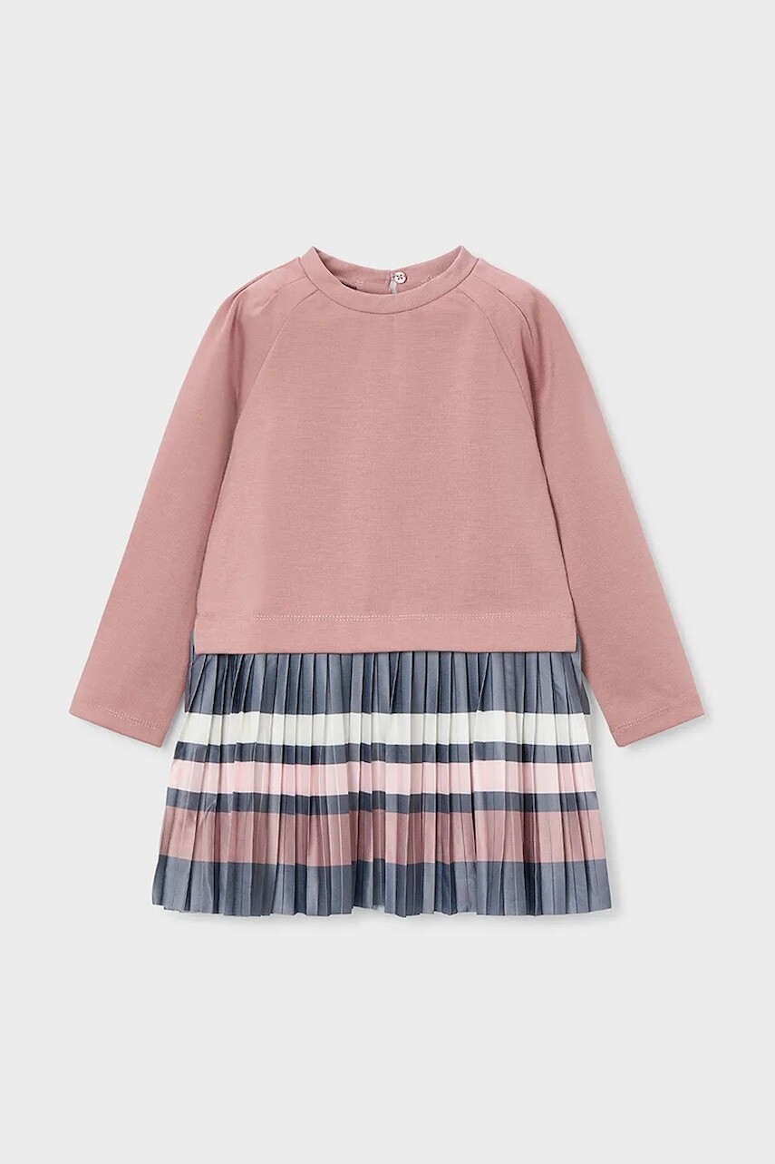 Dievčenské šaty Mayoral ružová farba, mini, áčkový strih, 4911